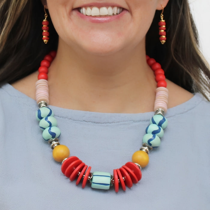 Vivid Multi Color Marcella Statement Necklace - Sylca Designs - Chunky Jewelry