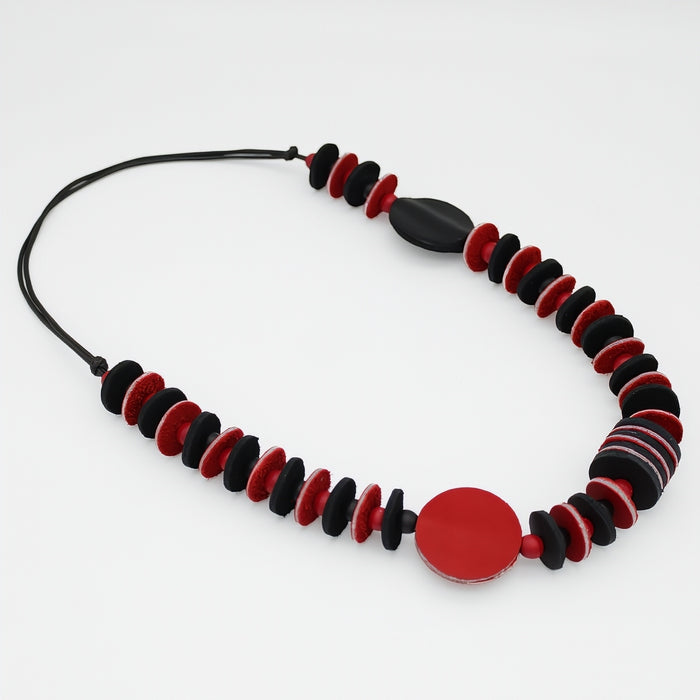 Vivid Red Leather Necklace