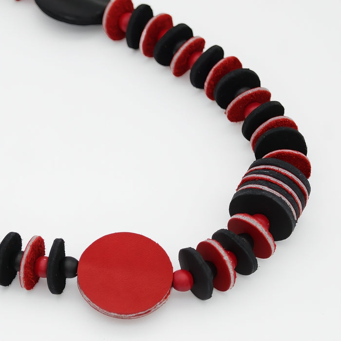 Vivid Red Leather Necklace