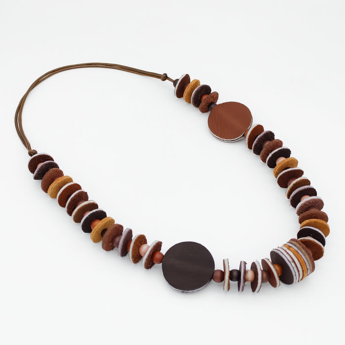 Vivid Shades of Brown Leather Necklace
