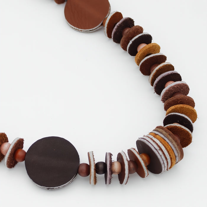 Vivid Shades of Brown Leather Necklace