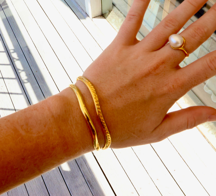 Wave Bangle Gold | Gold Vermeil Coastal Bangle Australia