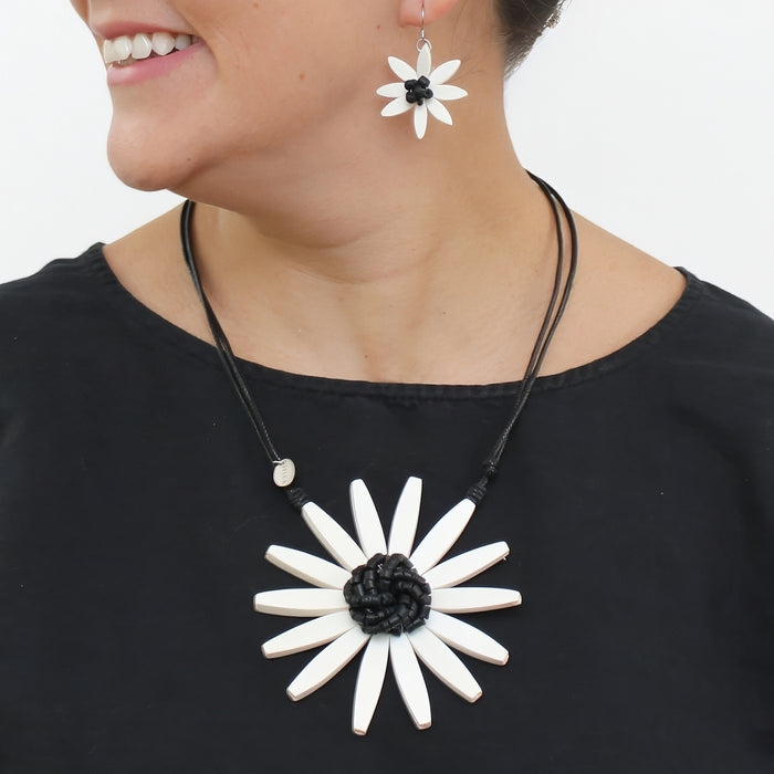 White Amaya Flower Statement Necklace