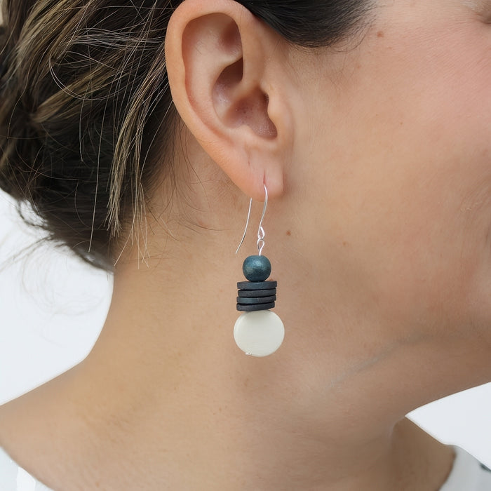 White and Black Dusk Earrings
