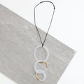 White and Gold Mesh Pendant Necklace - Sylca Designs - Chunky Jewelry