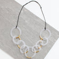 White and Gold Mesh Statement Necklace - Sylca Designs - Chunky Jewelry
