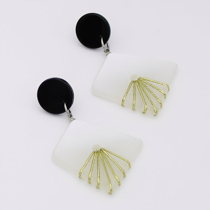 White and Gold Thalia Drop Earrings - Sylca Designs - Chunky Jewelry