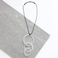 White and Silver Mesh Pendant Necklace - Sylca Designs - Chunky Jewelry