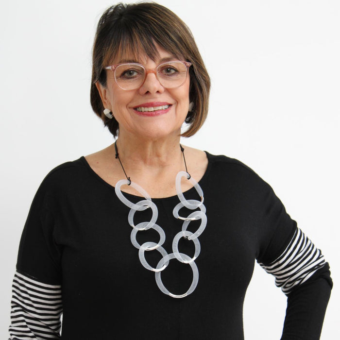 White and Silver Mesh Statement Necklace - Sylca Designs - Chunky Jewelry