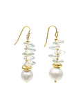 White Crystals With Freshwater Pearl Hook Earrings AE060 - FARRA