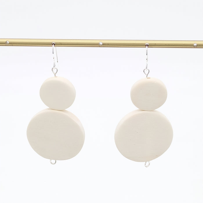 White Double Bead Sarah Earrings