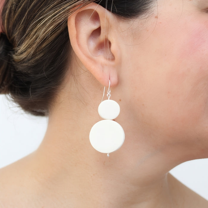 White Double Bead Sarah Earrings