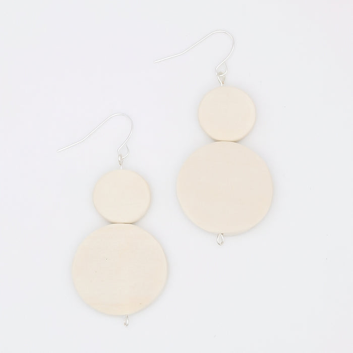 White Double Bead Sarah Earrings