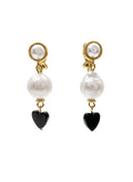 White Freshwater Pearl With Heat Agate Clip-On Earrings RE027