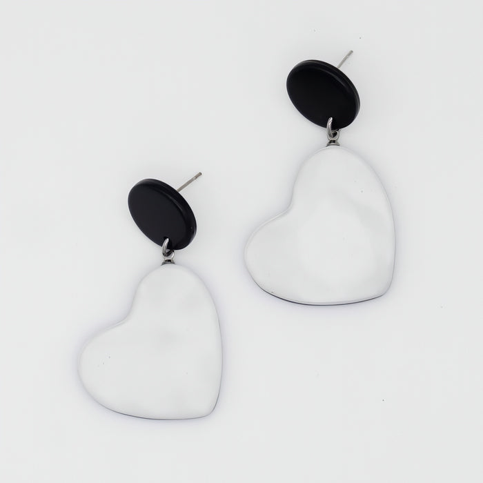 White Frosted Heartstrings Earring - Sylca Designs - Chunky Jewelry