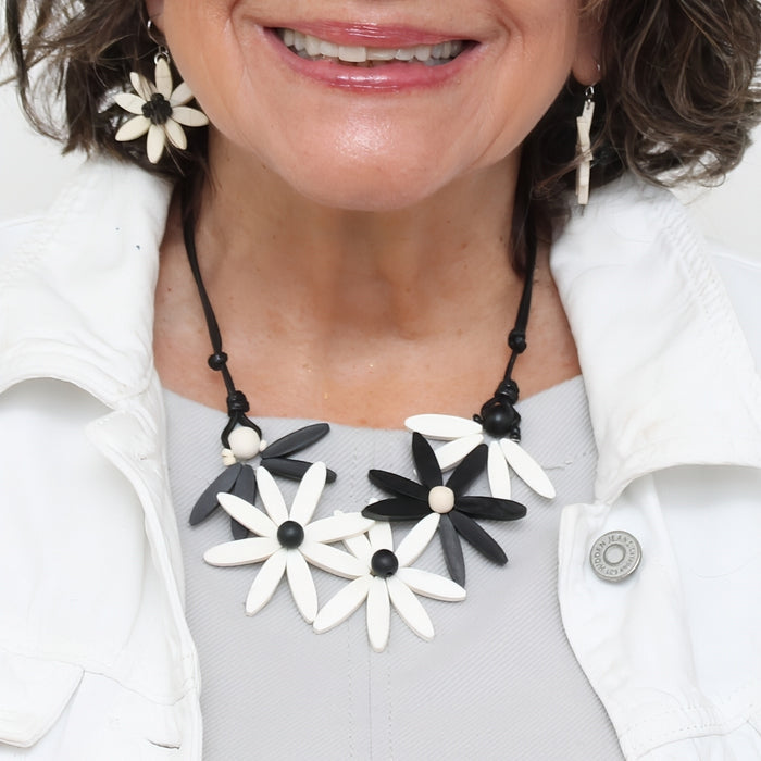 White Garland Nectar Statement Necklace - Sylca Designs - Chunky Jewelry