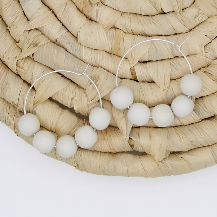 White Hoop Dangle Earring - Sylca Designs - Chunky Jewelry