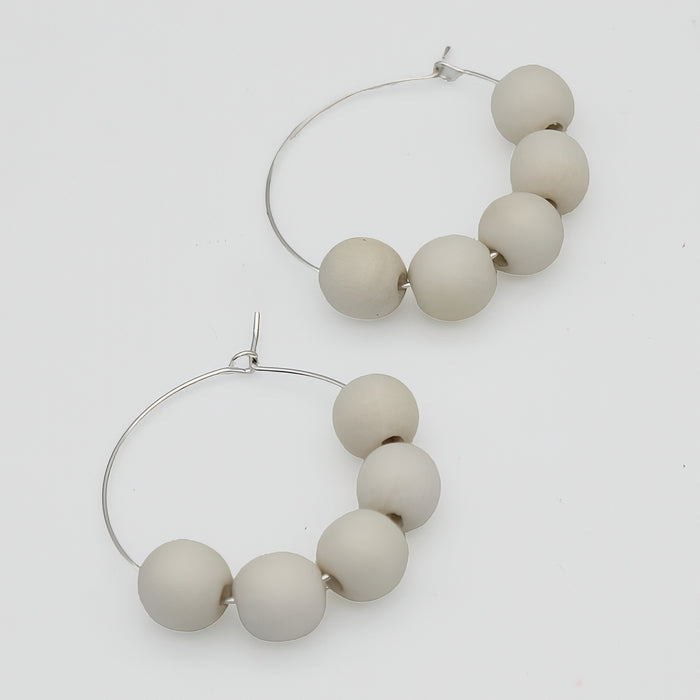 White Hoop Dangle Earring - Sylca Designs - Chunky Jewelry