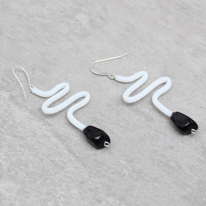 White Olga Tubing Earrings - Sylca Designs - Chunky Jewelry
