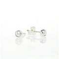 white pearl 4mm bezel studs silver