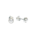 White Pearl Bezel Set 6mm Studs Silver