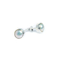 White Pearl Bezel Set 7mm Studs Sterling Silver