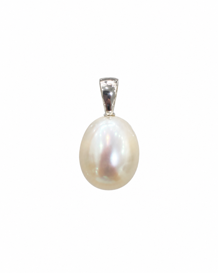 White Pearl Pendant Fixed Bail Silver | Sterling Silver Freshwater Pearl Pendant