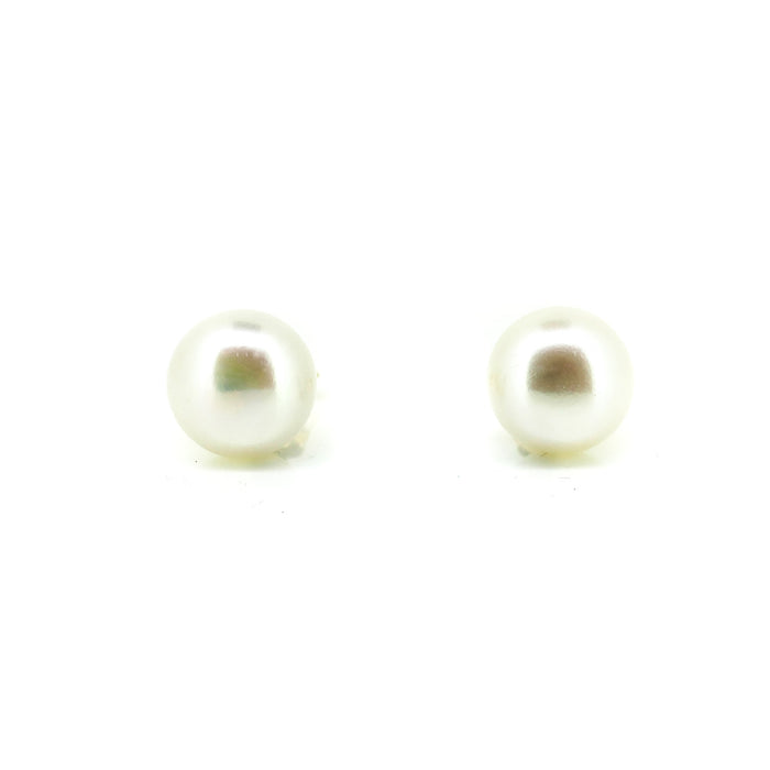 White Pearl Studs 11mm set in Gold Vermeil | Genuine Freshwater Pearls