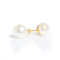 White Pearl Studs 12mm set in gold vermeil