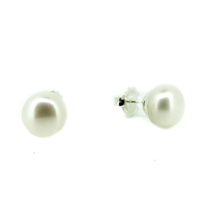 13mm large white freshwater pearl studs designed in broome