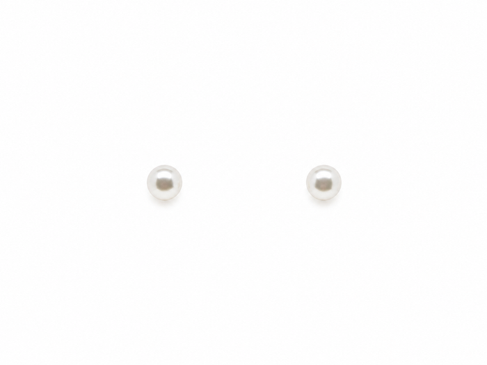 Classic 3mm white freshwater pearl stud earrings crafted in sterling silver with a timeless minimalist design.