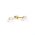 White Pearl Studs 5mm set in Gold Vermeil