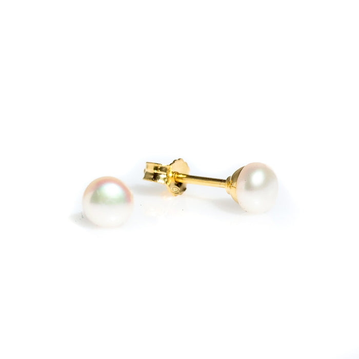 White Pearl Studs 5mm set in Gold Vermeil