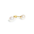 6mm dainty white pearl studs set in gold