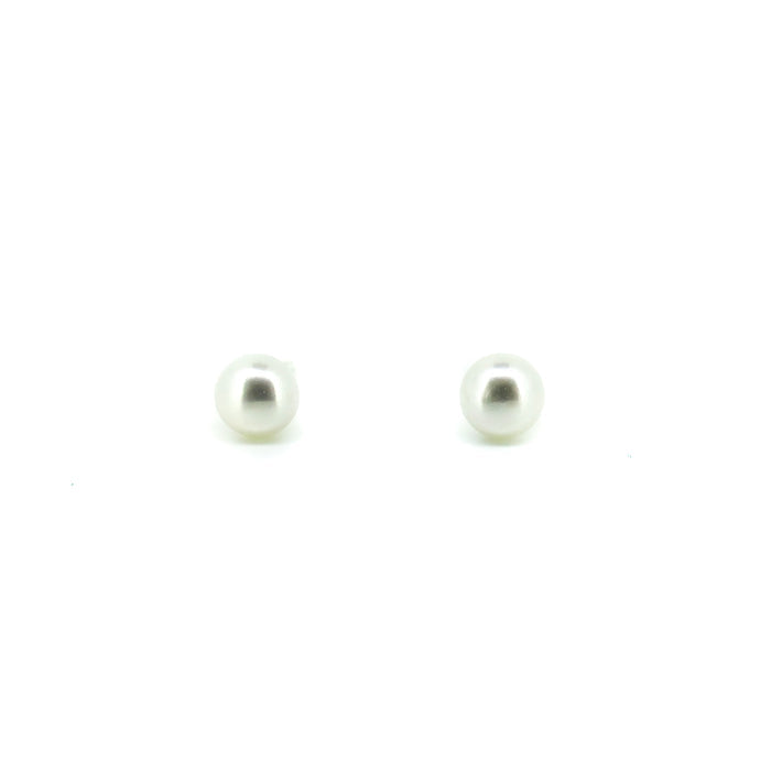White Pearl Studs 6mm set in Sterling Silver | Genuine Freshwater Pearls