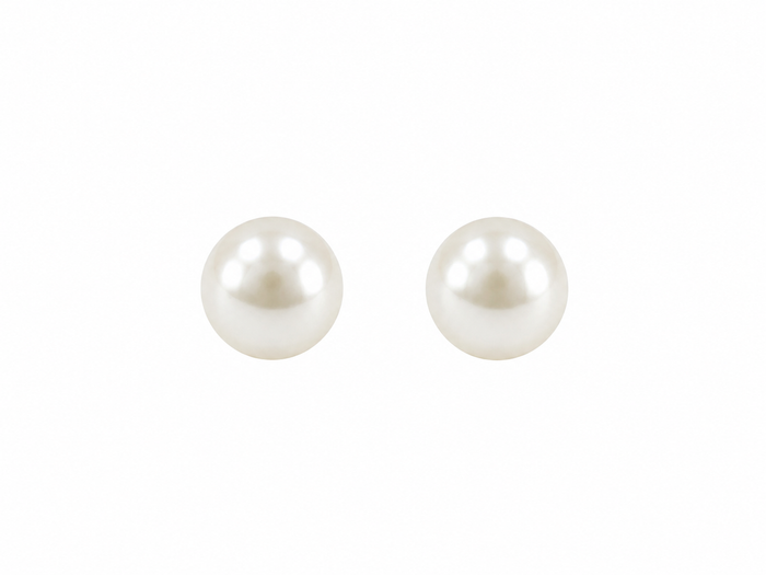 White Pearl Studs 7mm set in Sterling Silver | Genuine Freshwater Pearls