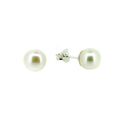 White pearl 8mm studs in sterling silver
