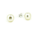 White Pearl Studs 9mm set in Sterling Silver