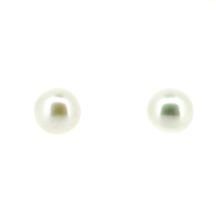 9mm white pearl studs In sterling silver