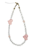 White Quartz With Rose Quartz Hearts Attract Romance Phone Strap PC041