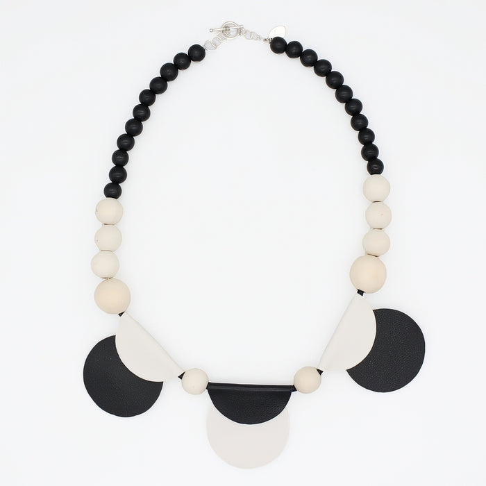 White Rae Half Moon Leather Statement Necklace