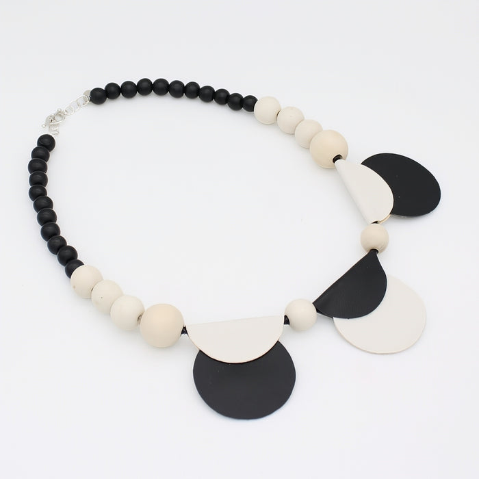 White Rae Half Moon Leather Statement Necklace