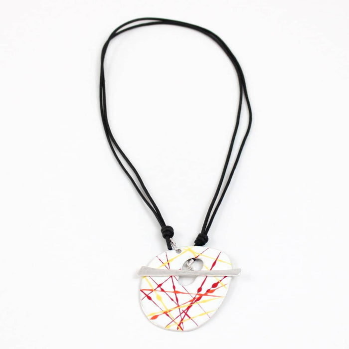 White & Red Splash Lea Pendant - Sylca Designs - Chunky Jewelry