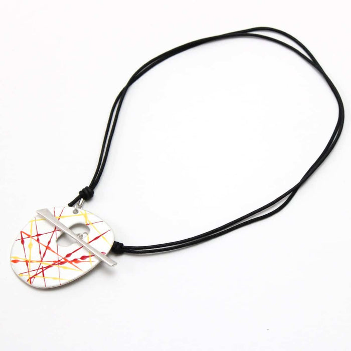 White & Red Splash Lea Pendant - Sylca Designs - Chunky Jewelry