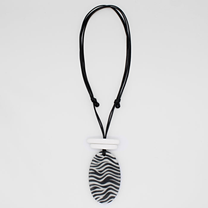 White Suky Zebra Pendant - Sylca Designs - Chunky Jewelry