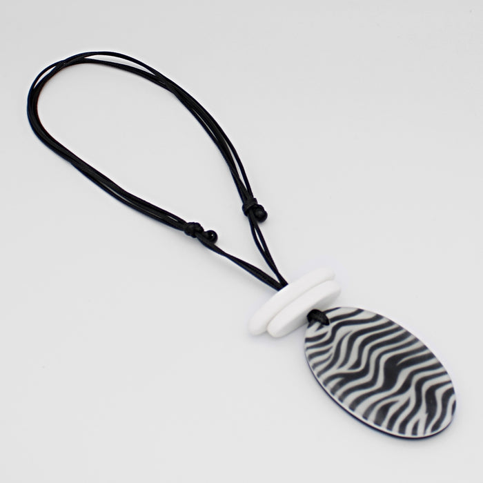 White Suky Zebra Pendant - Sylca Designs - Chunky Jewelry