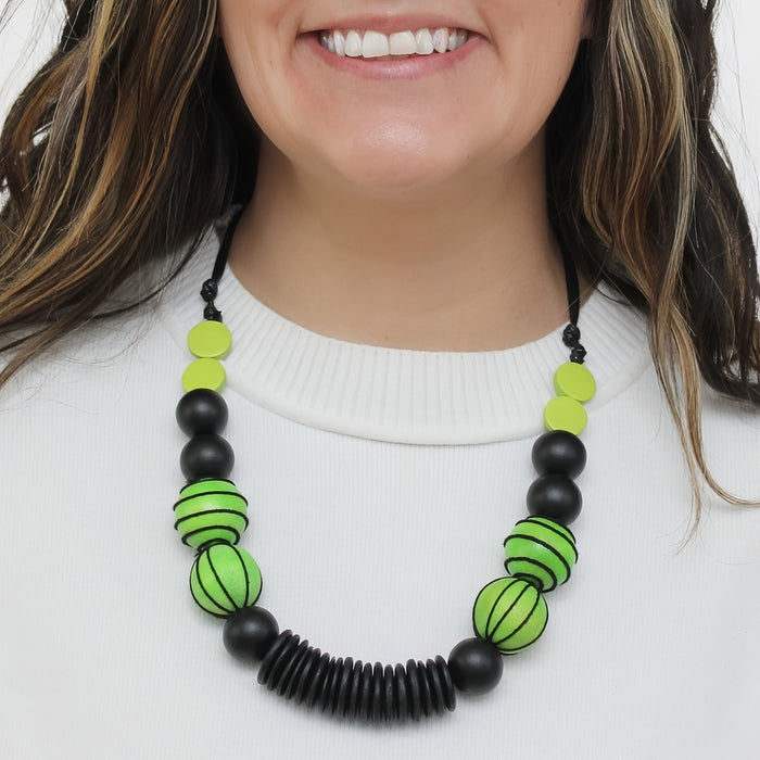 Wild Lime Mixed Media Statement Necklace - Sylca Designs - Chunky Jewelry
