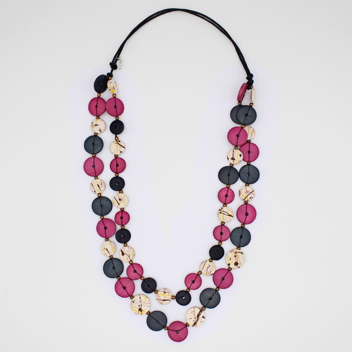 Wine Aurelia Double Strand Necklace - Sylca Designs - Chunky Jewelry