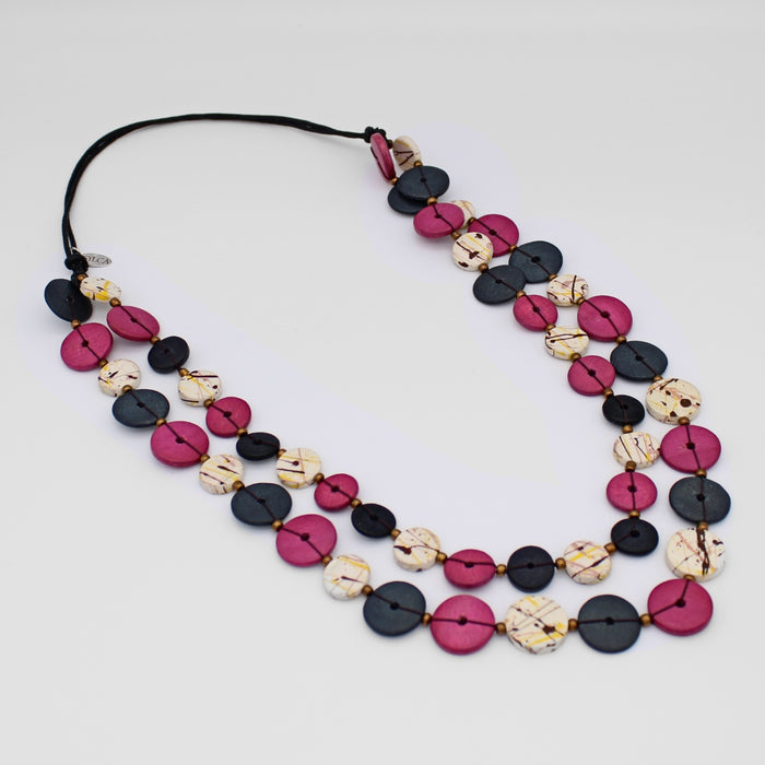 Wine Aurelia Double Strand Necklace - Sylca Designs - Chunky Jewelry
