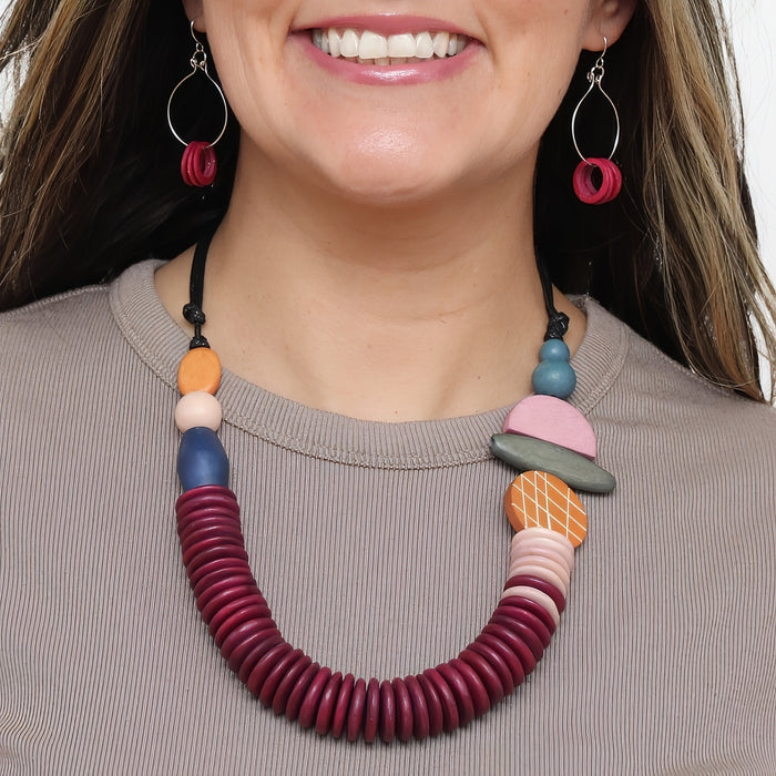 Wine Contemporary Phoenix Necklace - Sylca Designs - Chunky Jewelry